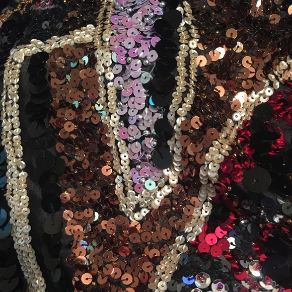 Cache Sequin And Beaded Cocktail Dress
Size Large Animal Print Silk Circa 1990s - Picture 3 of 9